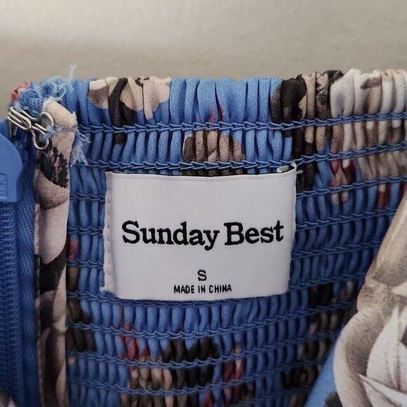 ARITZIA | Sunday Best Spencer Mini Dress Blue Floral Sz SMALL - Picture 8 of 10